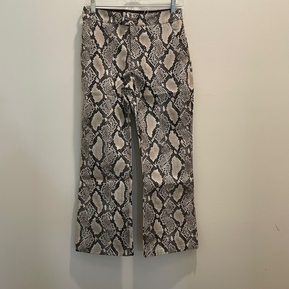 Choosy Womens Faux Leather Snakeskin Print High Waisted Pants Size 4